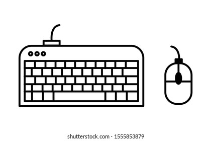 mouse and keyboard icon flat outline