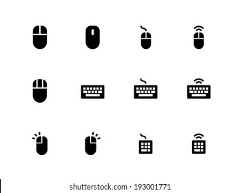 Mouse and Keyboard icons on white background. Vector illustration.