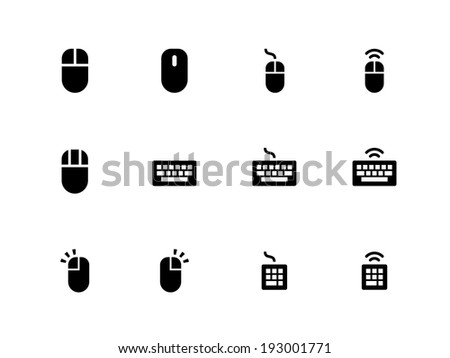 Mouse and Keyboard icons on white background. Vector illustration.