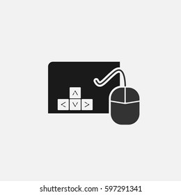 Mouse and Keyboard Vector Icon, The symbol of computer mouse and keyboard. Simple, modern flat vector illustration for mobile app, website or desktop app     