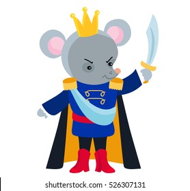 Mouse King from the ballet Nutcracker. Vector illustration isolated on white background.