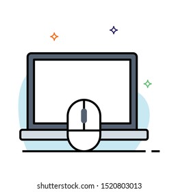 mouse laptop colour line vector icon