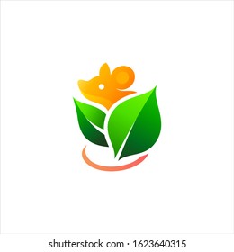 mouse and leaf logo design
