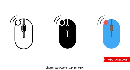 Mouse left click icon of 3 types: color, black and white, outline. Isolated vector sign symbol.
