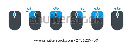 Mouse Left and right click icon. Computer mouse set. Mouse wheel scroll icon vector. Mouse click cursor icon set