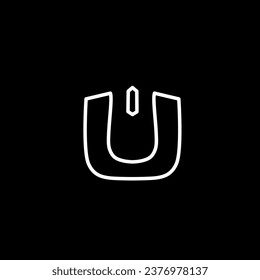 mouse and letter u in the form of a minimalist and simple logo