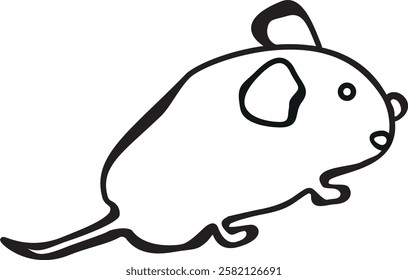 Mouse like animation in black and white. For decorations, children's and other illustrations.