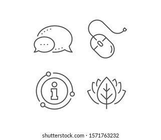 Mouse line icon. Chat bubble, info sign elements. Computer component device sign. Linear computer mouse outline icon. Information bubble. Vector