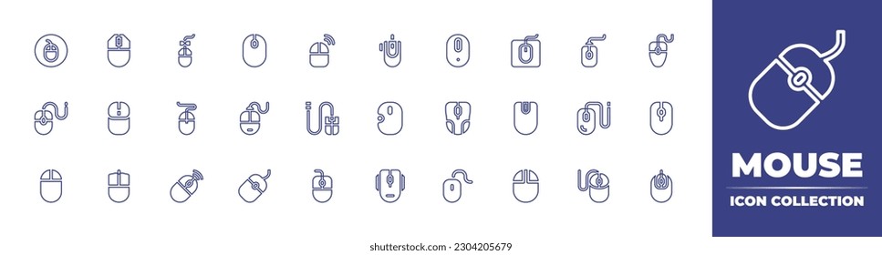 Mouse line icon collection. Editable stroke. Vector illustration. Containing mouse clicker, mouse, computer mouse.