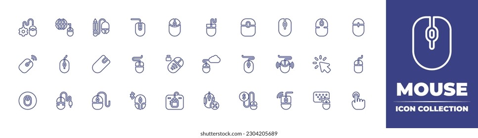 Mouse line icon collection. Editable stroke. Vector illustration. Containing mouse, computer mouse, click, keyboard and mouse, touchscreen.
