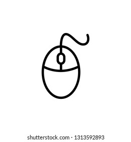 Mouse Line Icon In Flat Style Vector For App, UI, Websites. Black Icon Vector Illustration.