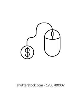 Icono de línea de ratón aislado en fondo blanco