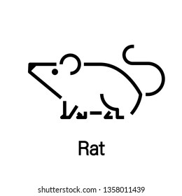 Mouse line icon, rat sign design icon. Hand drawn minimalism style vector illustration