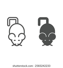 Mouse line and solid icon, halloween theme concept. Vector graphics. Mice sign on white background, outline style icon for mobile or web design
