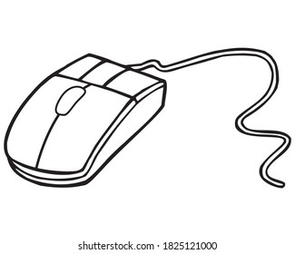 mouse line vector illustration,isolated on white background for education,top view