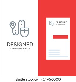 Mouse, Location, Search, Computer Grey Logo Design and Business Card Template. Vector Icon Template background