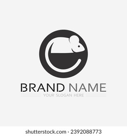 Logo del ratón e ilustración de diseño de vector animal