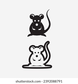 Mouse logo and animal vector design illustration