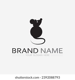 Mouse logo and animal vector design illustration