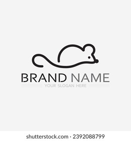 Mouse logo and animal vector design illustration