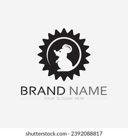 Mouse logo and animal vector design illustration