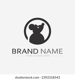 Mouse logo and animal vector design illustration