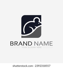 Logo del ratón e ilustración de diseño de vector animal