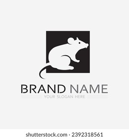 Mouse logo and animal vector design illustration