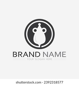 Mouse logo and animal vector design illustration