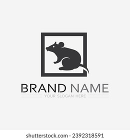 Mouse logo and animal vector design illustration