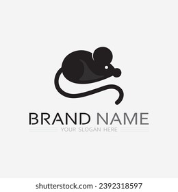 Mouse logo and animal vector design illustration