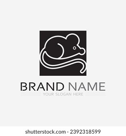 Mouse logo and animal vector design illustration