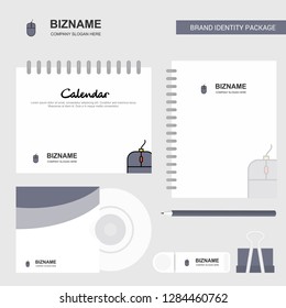 Mouse Logo, Calendar Template, CD Cover, Diary and USB Brand Stationary Package Design Vector Template