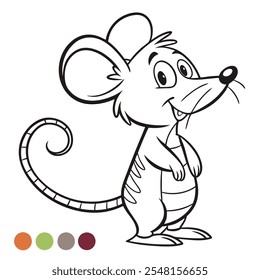 Mouse in logo, cartoon style. 2d Vector Illustration on white background 