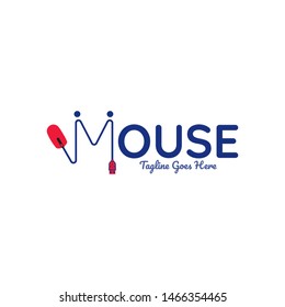 mouse logo concept with mouse icon. minimalist and simple flat style with trendy color. isolated with white background
