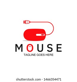 mouse logo concept with mouse icon. minimalist and simple flat style with trendy color. isolated with white background