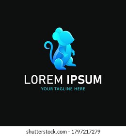 Mouse Logo Design. Animal Logo Gradient Style