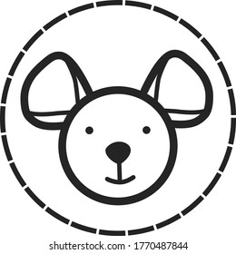 mouse logo, outline simple illustration for hand made store