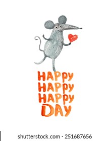 Mouse love with heart. Vector