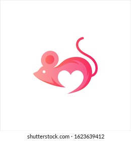 mouse and love logo design