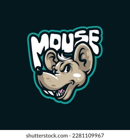 Mouse mascot logo design with modern illustration concept style for badge, emblem and t shirt printing. Head mouse illustration.