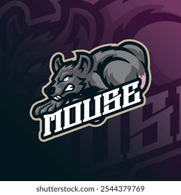 Mouse mascot logo design with modern illustration concept style for badge, emblem and t shirt printing. Angry mouse illustration for sport and esport team.