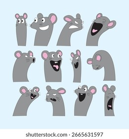 Diseño del logotipo de la mascota del ratón con concepto moderno. Ilustración linda del paquete del diseño del ratón con varios estilos.