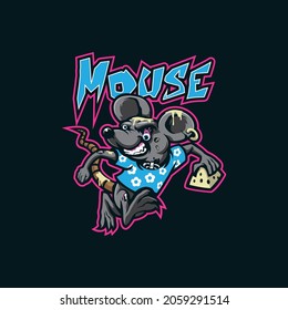 Mouse mascot logo design vector with modern illustration concept style for badge, emblem and t shirt printing. Mouse zombie monster illustration.
