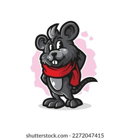 Mouse mascot logo design vector with modern illustration concept style for badge, emblem and t shirt printing. Smart mouse illustration.
