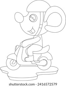 Ilustración de arte gráfico para vectores de animales de motocicleta de ratón