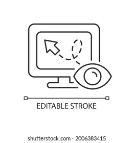 Mouse movement tracking linear icon. Using for interfaces adaptation. Cursor tracking. Thin line customizable illustration. Contour symbol. Vector isolated outline drawing. Editable stroke