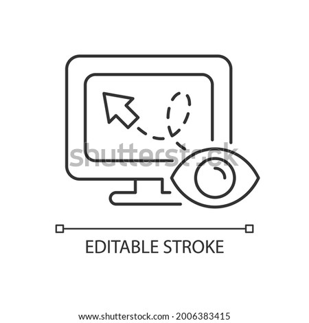 Mouse movement tracking linear icon. Using for interfaces adaptation. Cursor tracking. Thin line customizable illustration. Contour symbol. Vector isolated outline drawing. Editable stroke