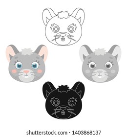 Mouse muzzle icon in cartoon,black style isolated on white background. Animal muzzle symbol stock vector illustration.