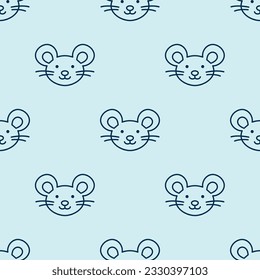 Mouse muzzle. Rat character is in doodle style for designing baby clothes. Hand drawn seamless pattern with cartoon bear. Bohemian nursery print. Kids design texture for pajamas. Vector illustration